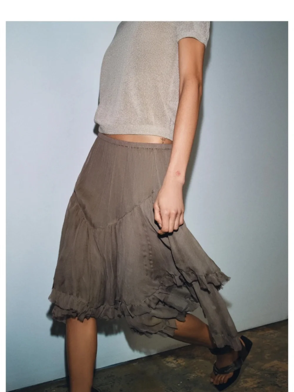 NWT Zara ZW collection ruffled skirt